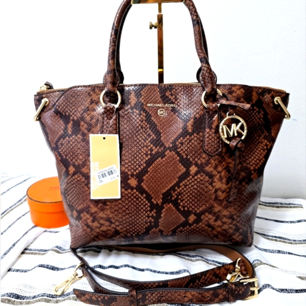 Michael Kors Elson Large Satchel PYTHON NWT - image 1